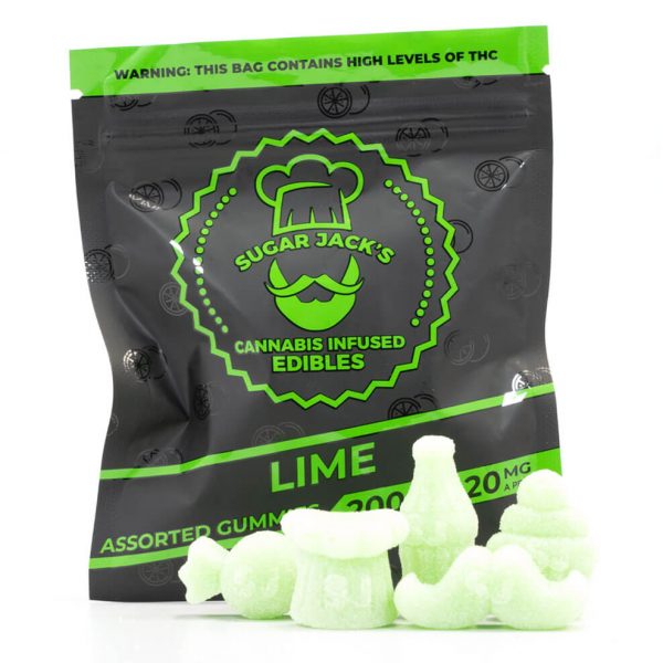SugarJacks Assorted THC Gummies Lime 200MG