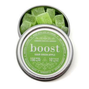 Boost Edibles: Sour Green Apple Gummies 150MG – 300MG THC